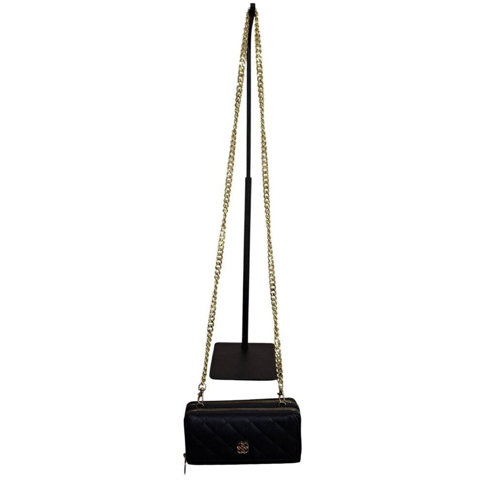 NWOT Daisy Fuentes Small Black Quilted Purse Wallet With Gold Chain
